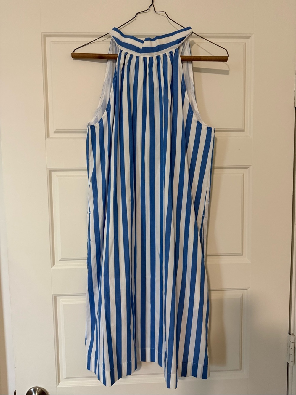 J. Crew Blue and White Striped Halter Dress
